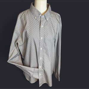 Neiman Marcus Light Gray and blue stripe and patterned Button-Down Shirt size xl
